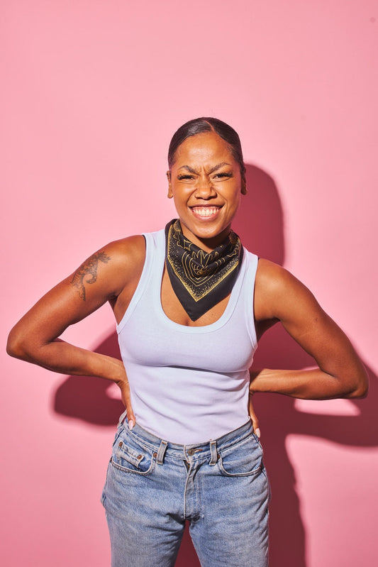 Steady Heart Black & Gold Bandana