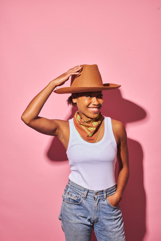 Brown and Neon Yellow Blanket Under the Stars Bandana