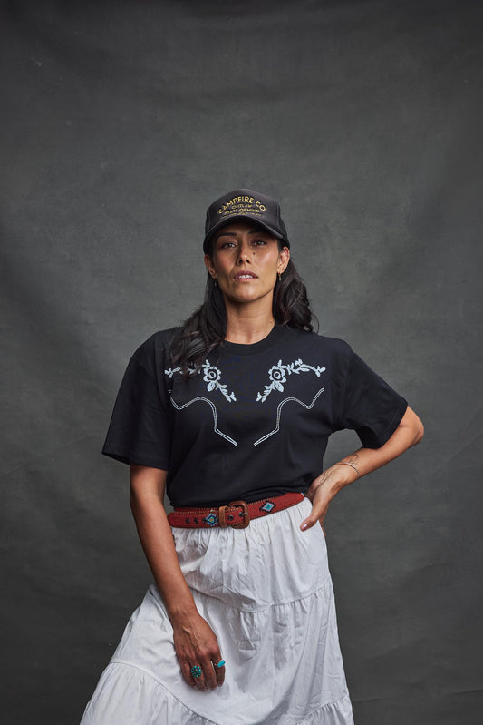 Western Shirt Boxy Tee – Relaxed Fit Graphic T-Shirt