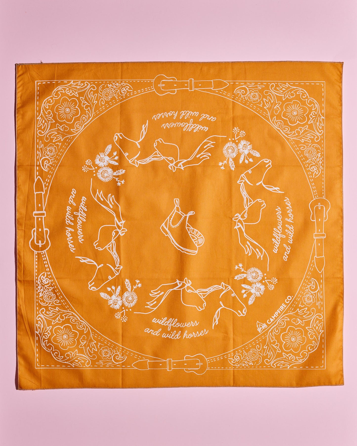 Caramel Wildflowers and Wild Horses bandana