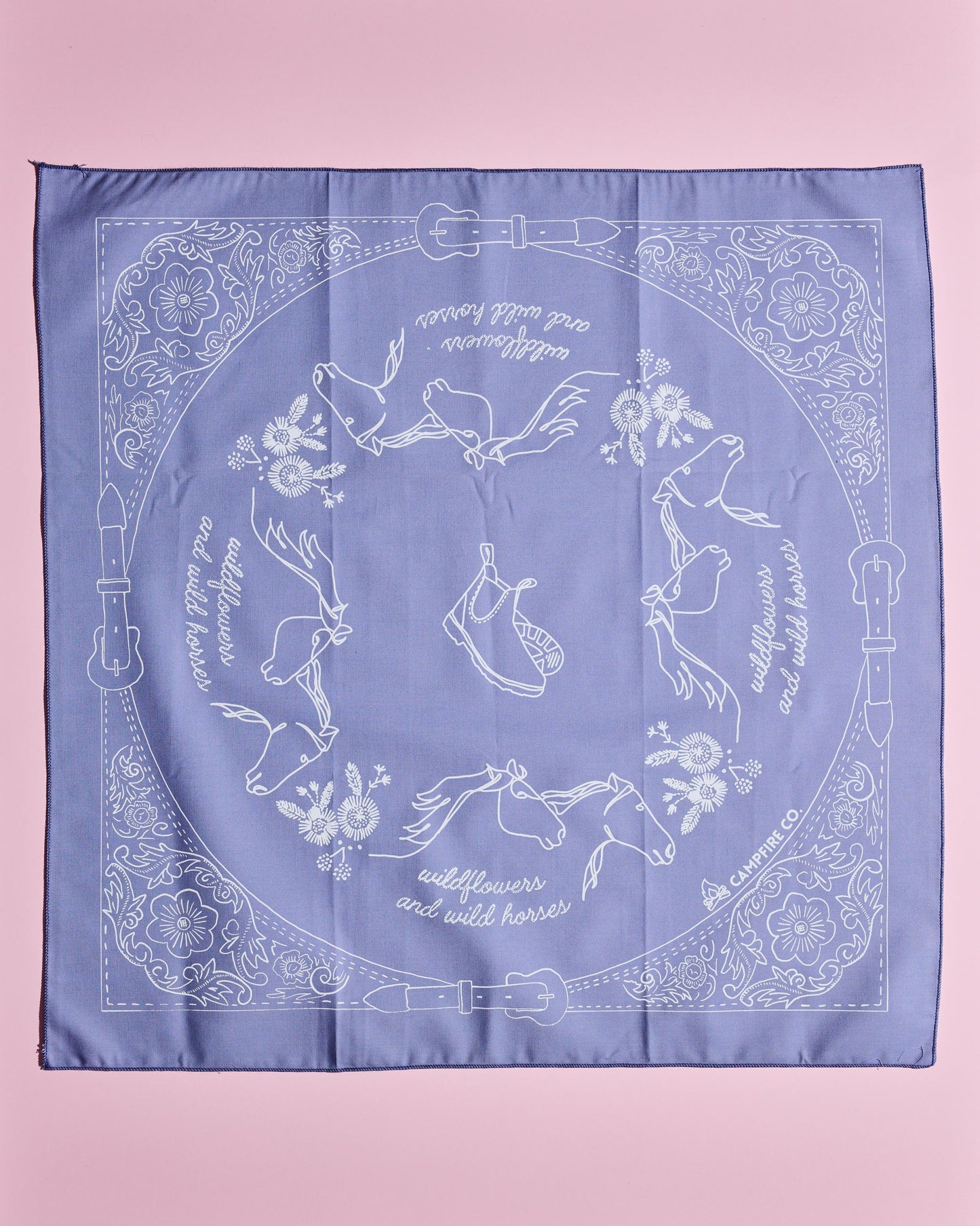 Purple Wildflowers and Wild Horses bandana