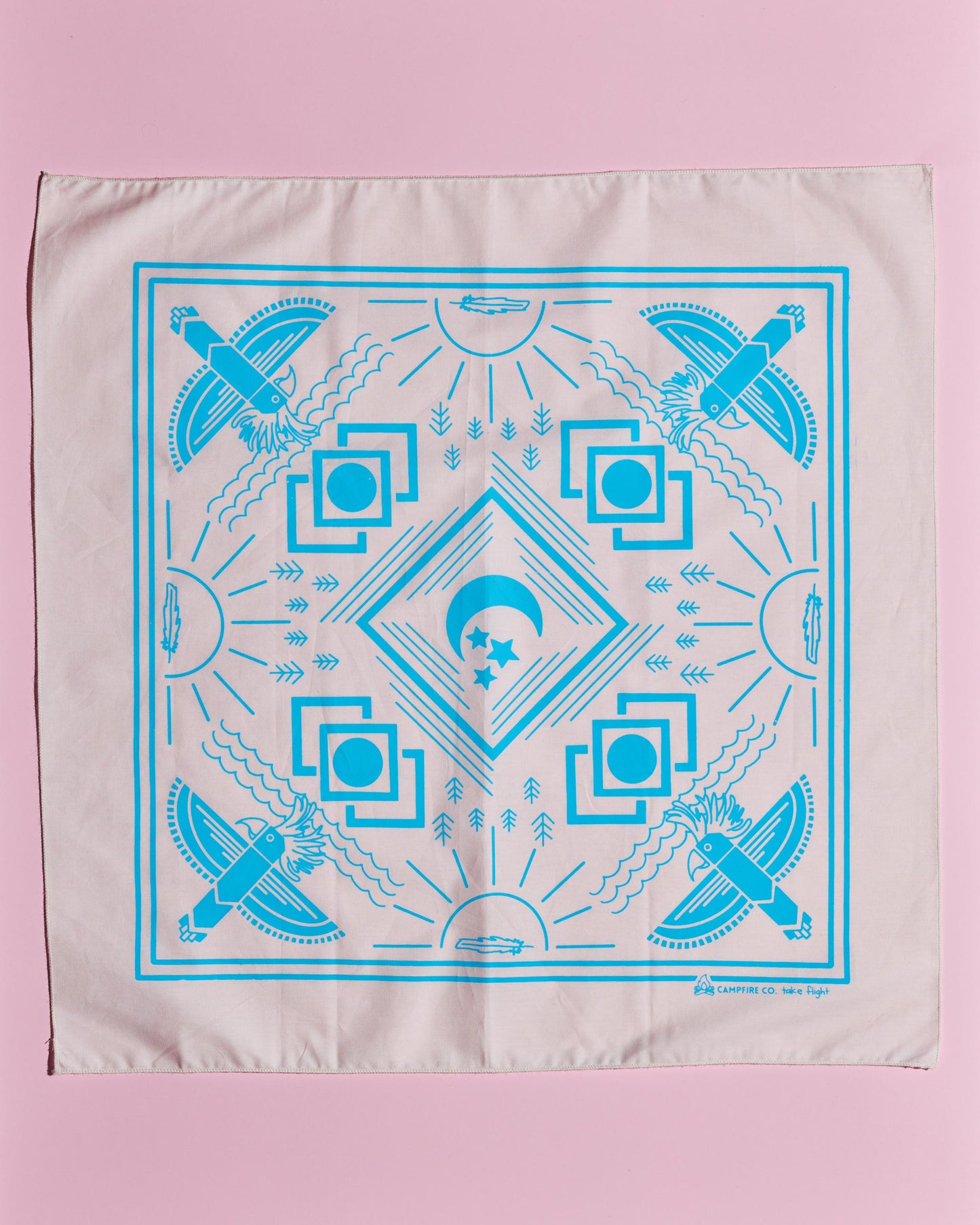 Ecru and Blue Take Flight Cockatoo Bandana