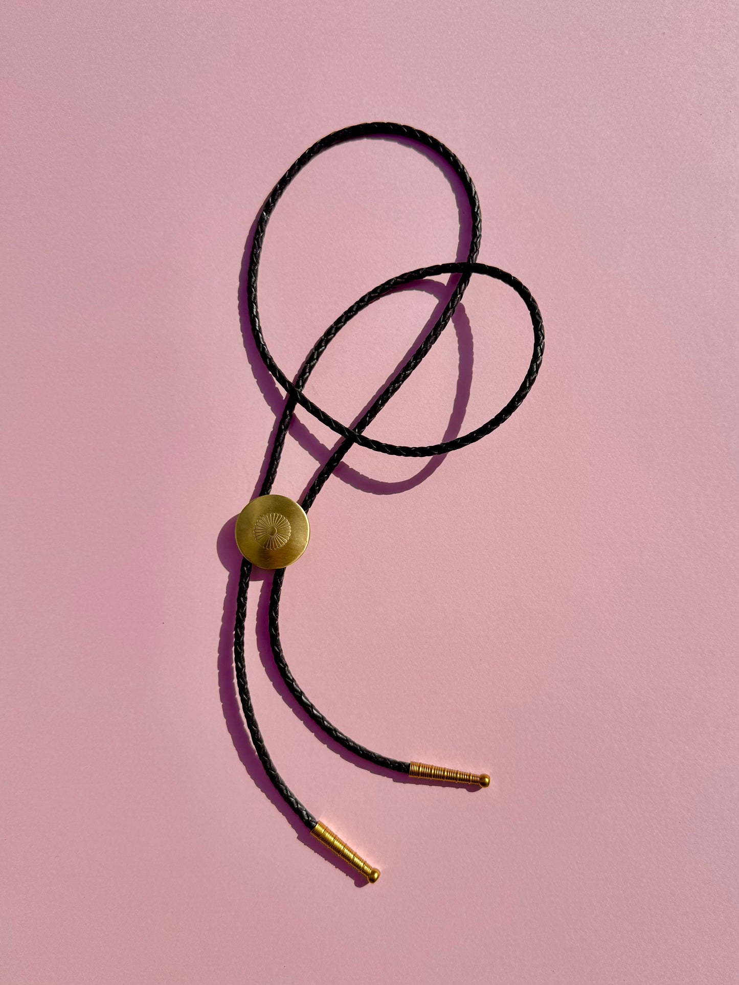 Brass Concho Bolo Tie – Classic Western Flower