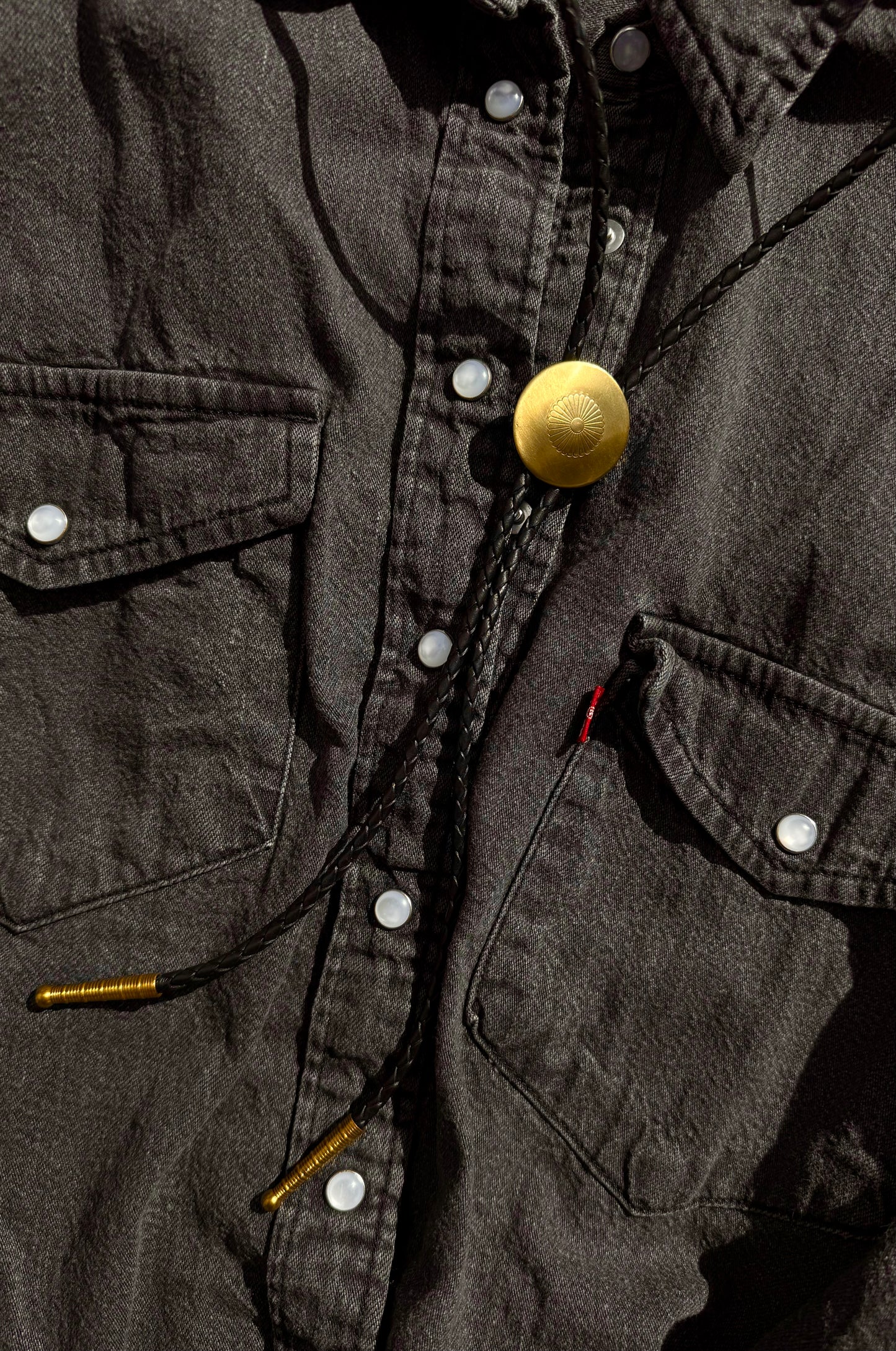 Brass Concho Bolo Tie – Classic Western Flower