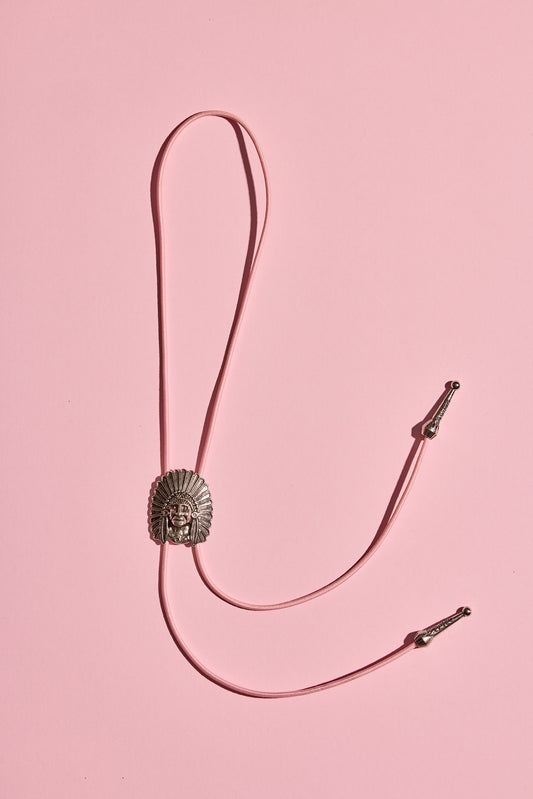 Bolo Tie with Bright Cord - Pink Chief
