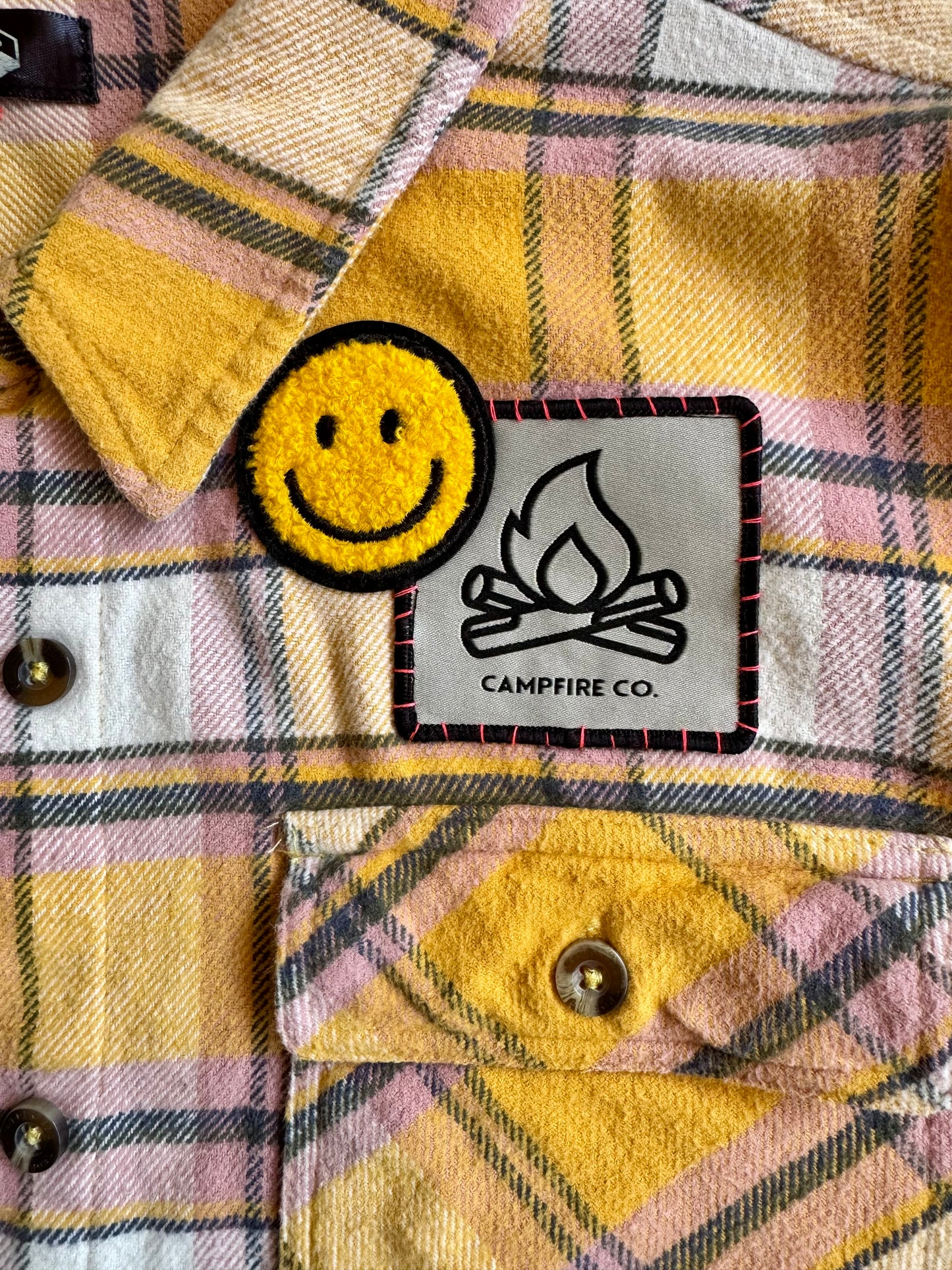 Yellow & Pink Smiley Flannel Shirt – Neon Rebel Edition 07