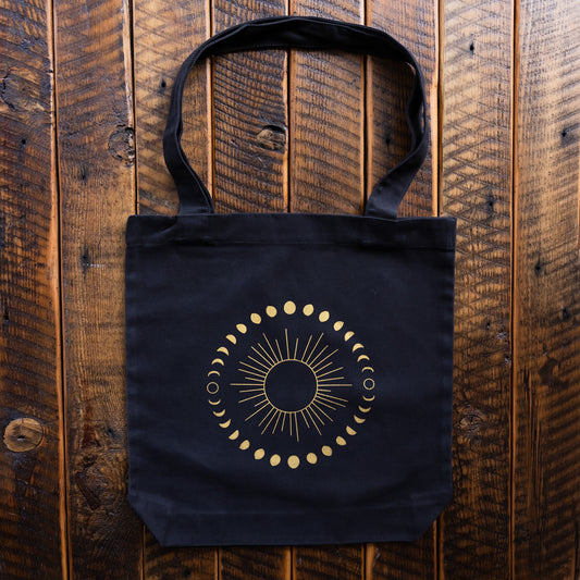 Growing Together Moon Phase tote bag