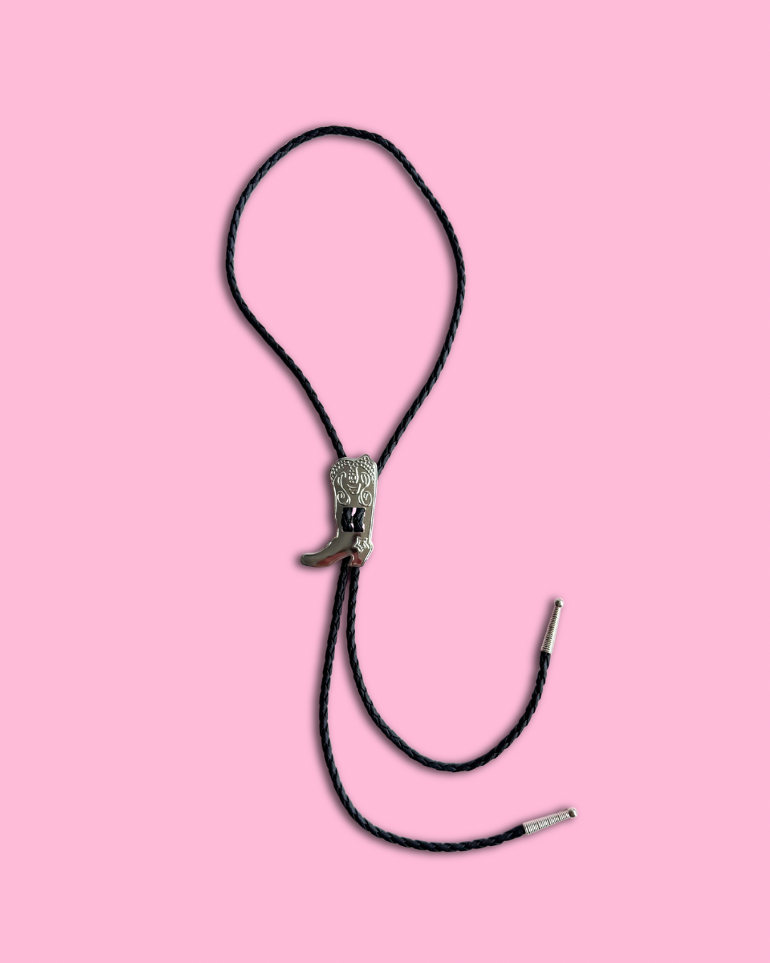 Cowboy Boot Bolo Tie with black cord