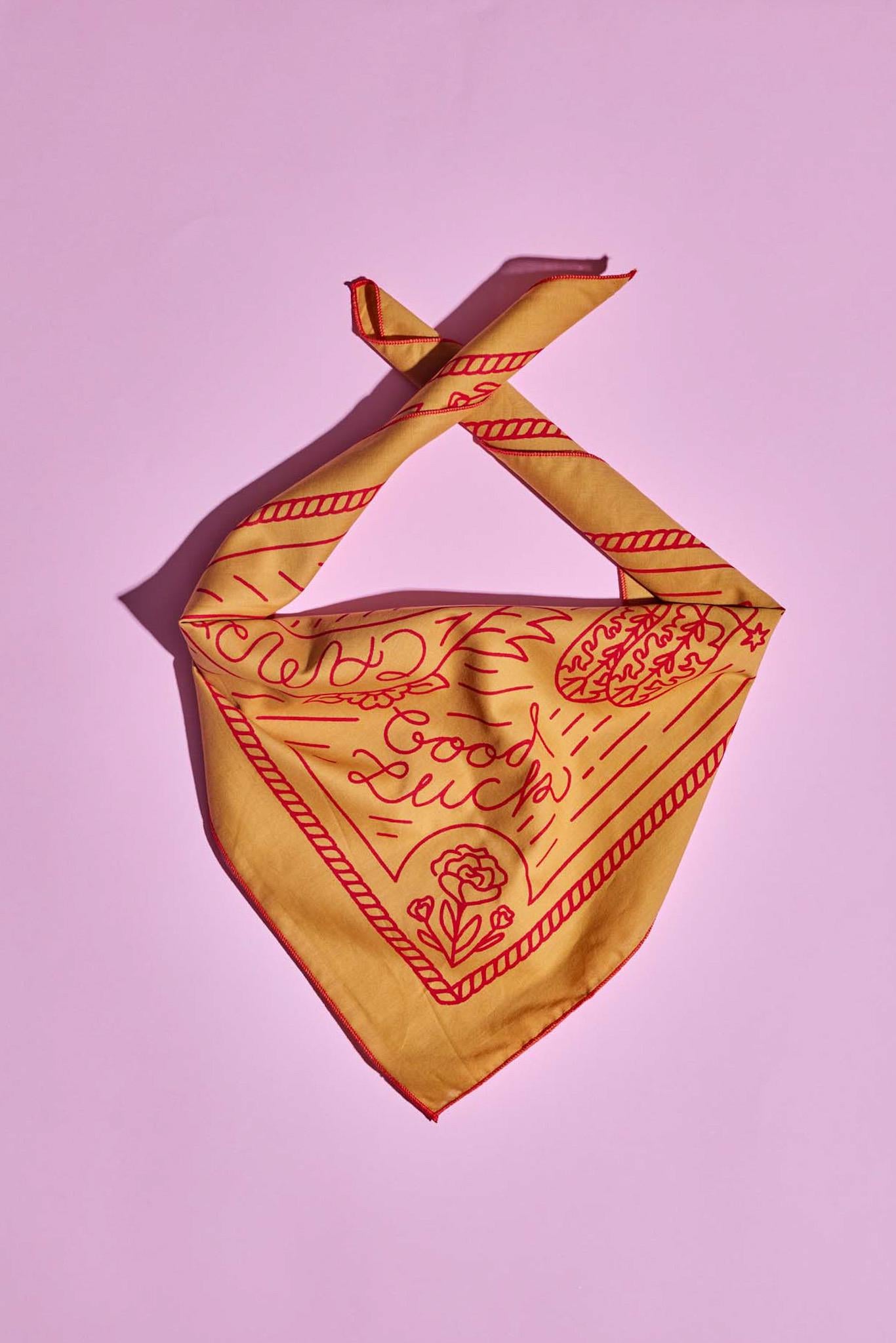 Gold and Red Vintage Cowgirl Bandana