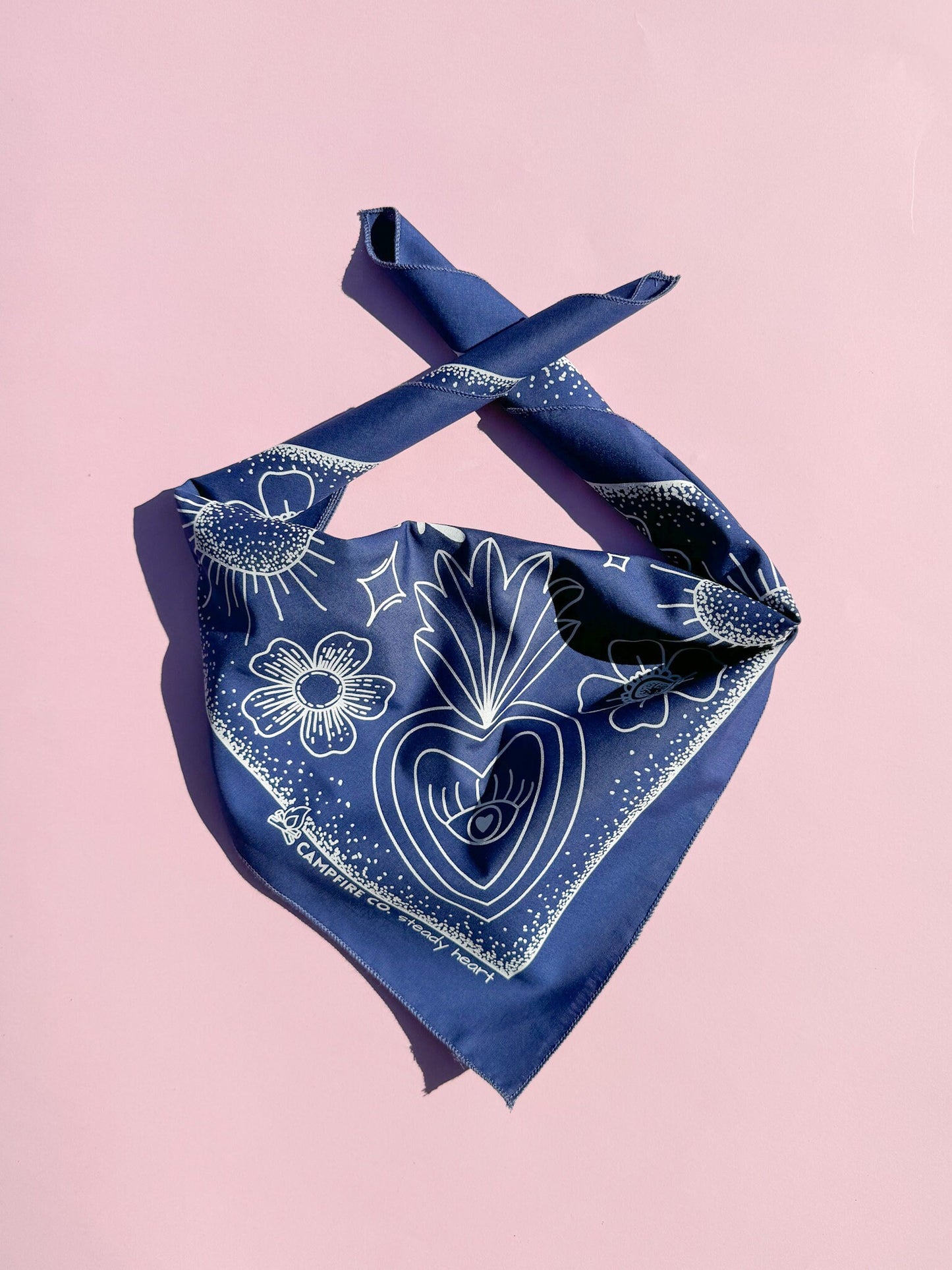 Blue Steady Heart Bandana