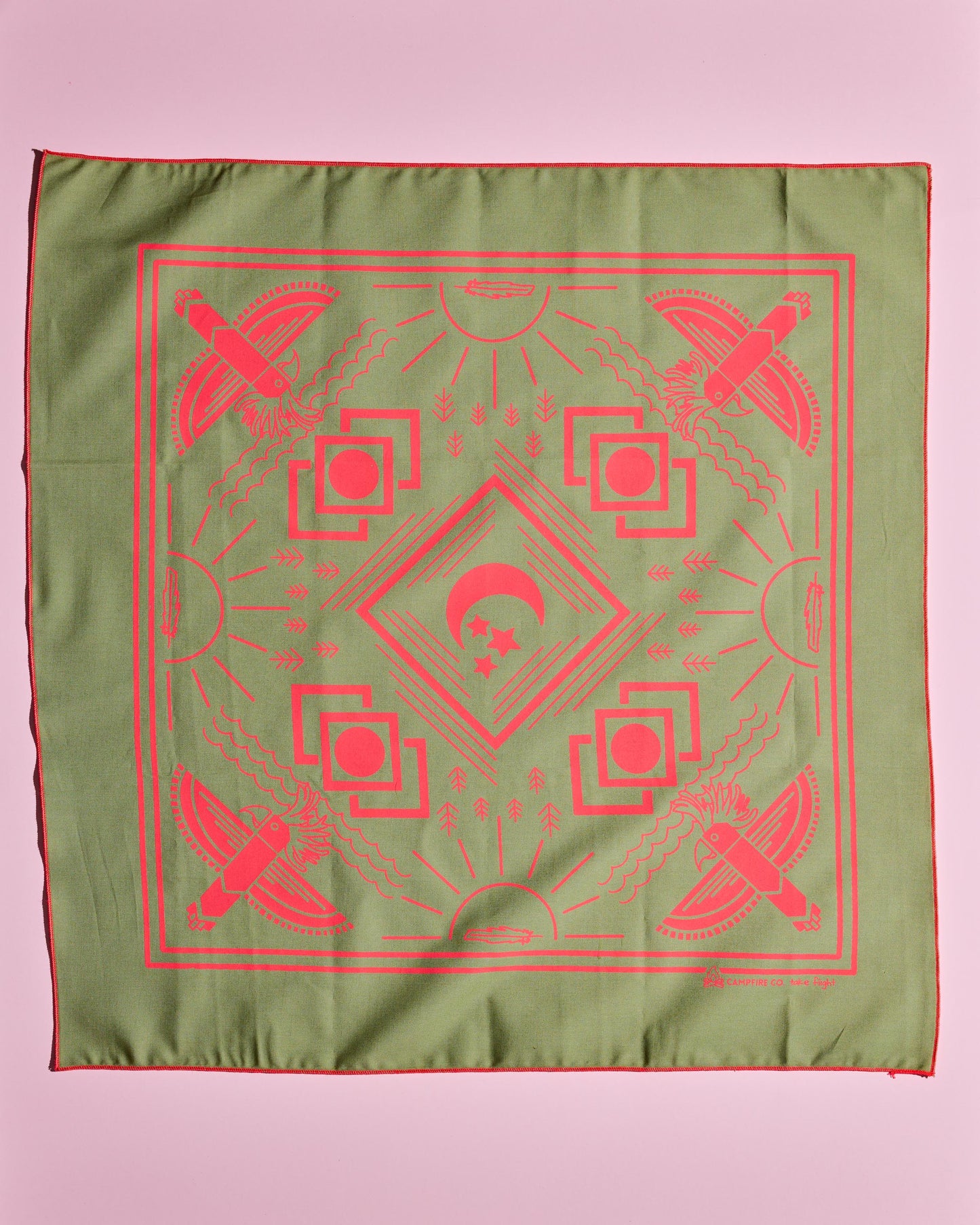 Green and Neon Pink Take Flight Cockatoo Bandana