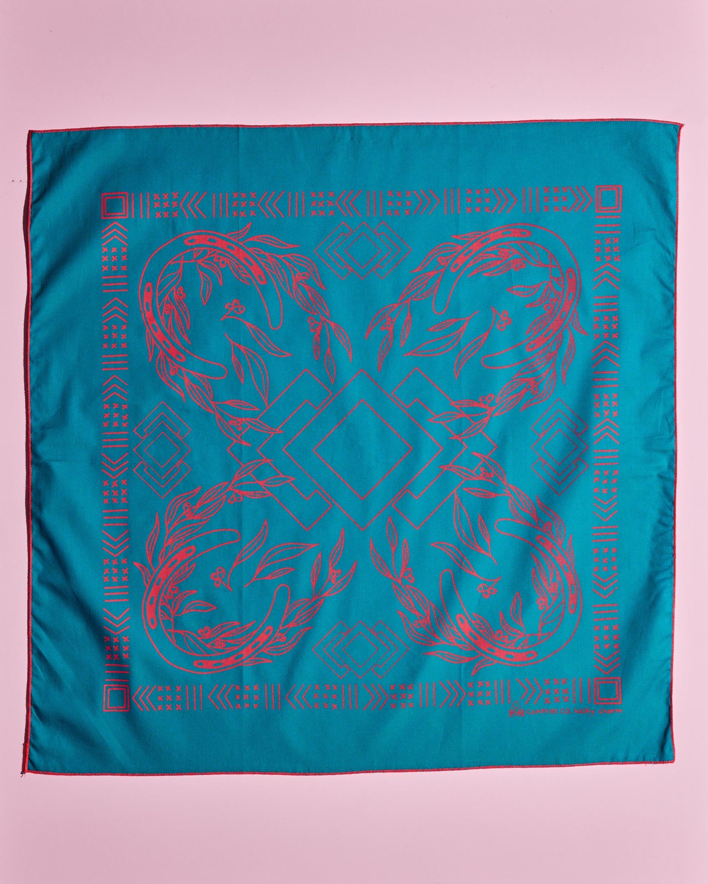 Teal and Pink Horseshoe Lucky Charm Bandana