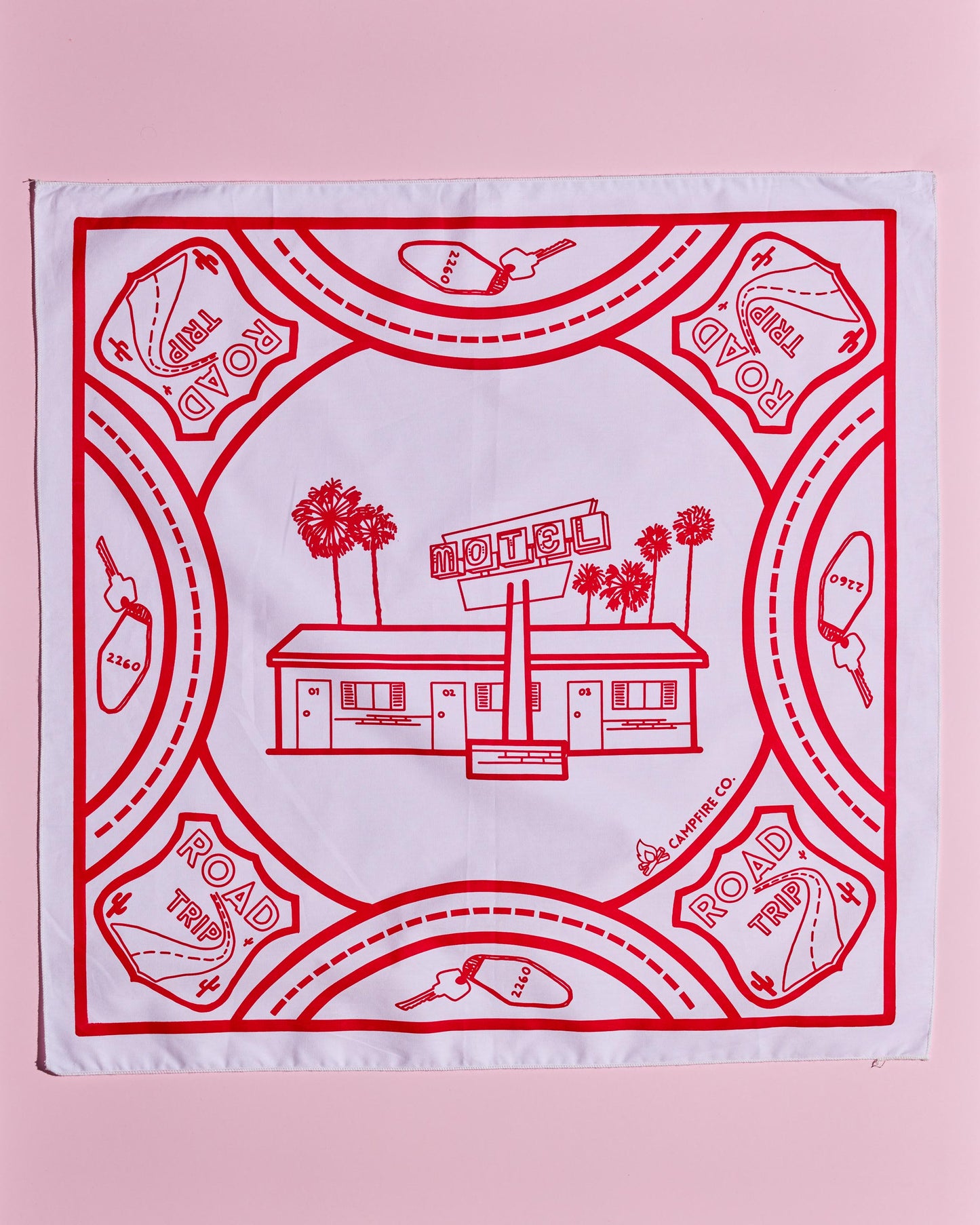 White and Red Road trip bandana