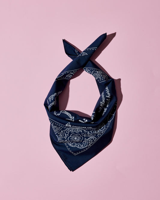 Navy Wildflowers and Wild Horses bandana