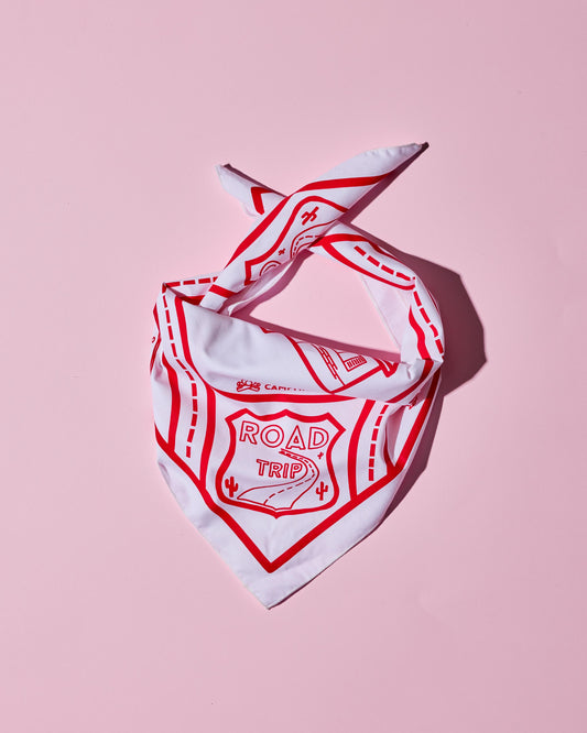 White and Red Road trip bandana