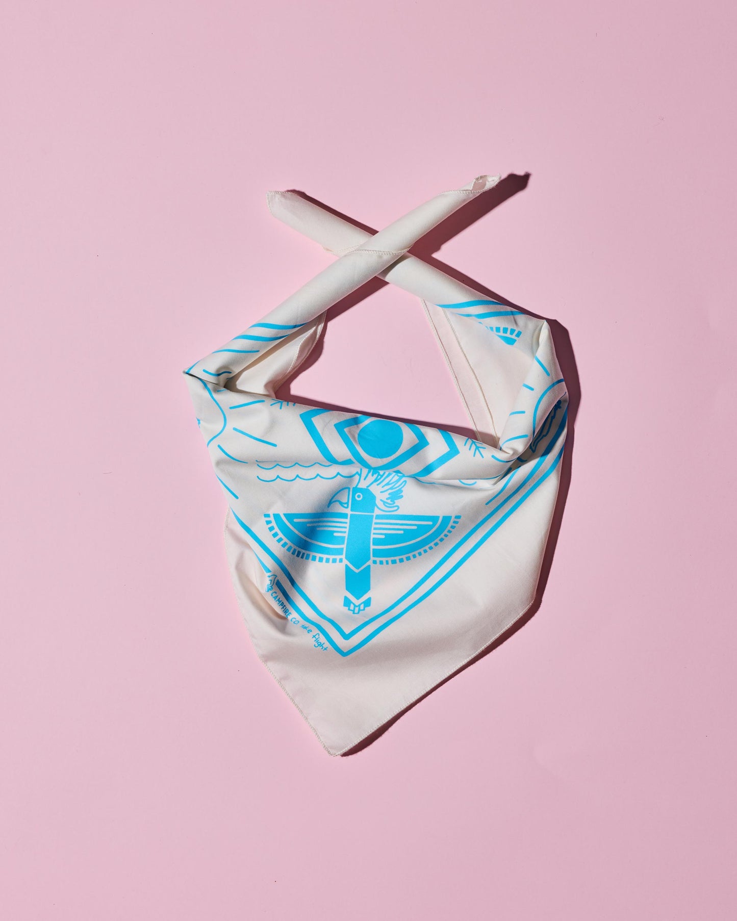 Ecru and Blue Take Flight Cockatoo Bandana