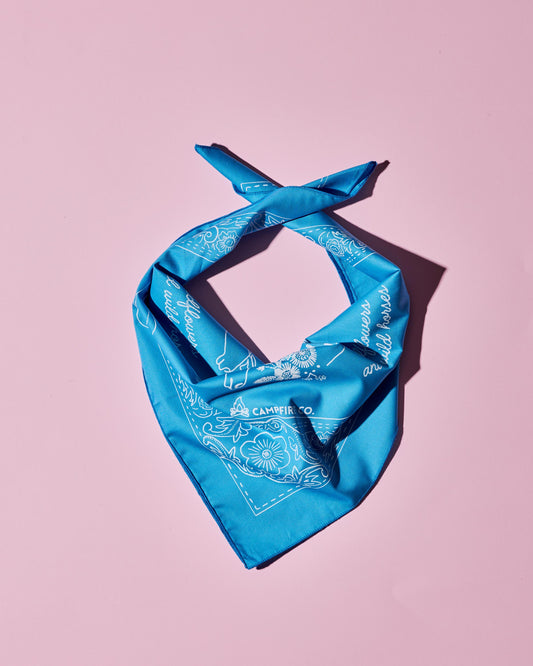 Blue Wildflowers and Wild Horses bandana