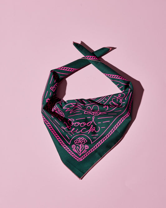Green and Pink Vintage Cowgirl Bandana