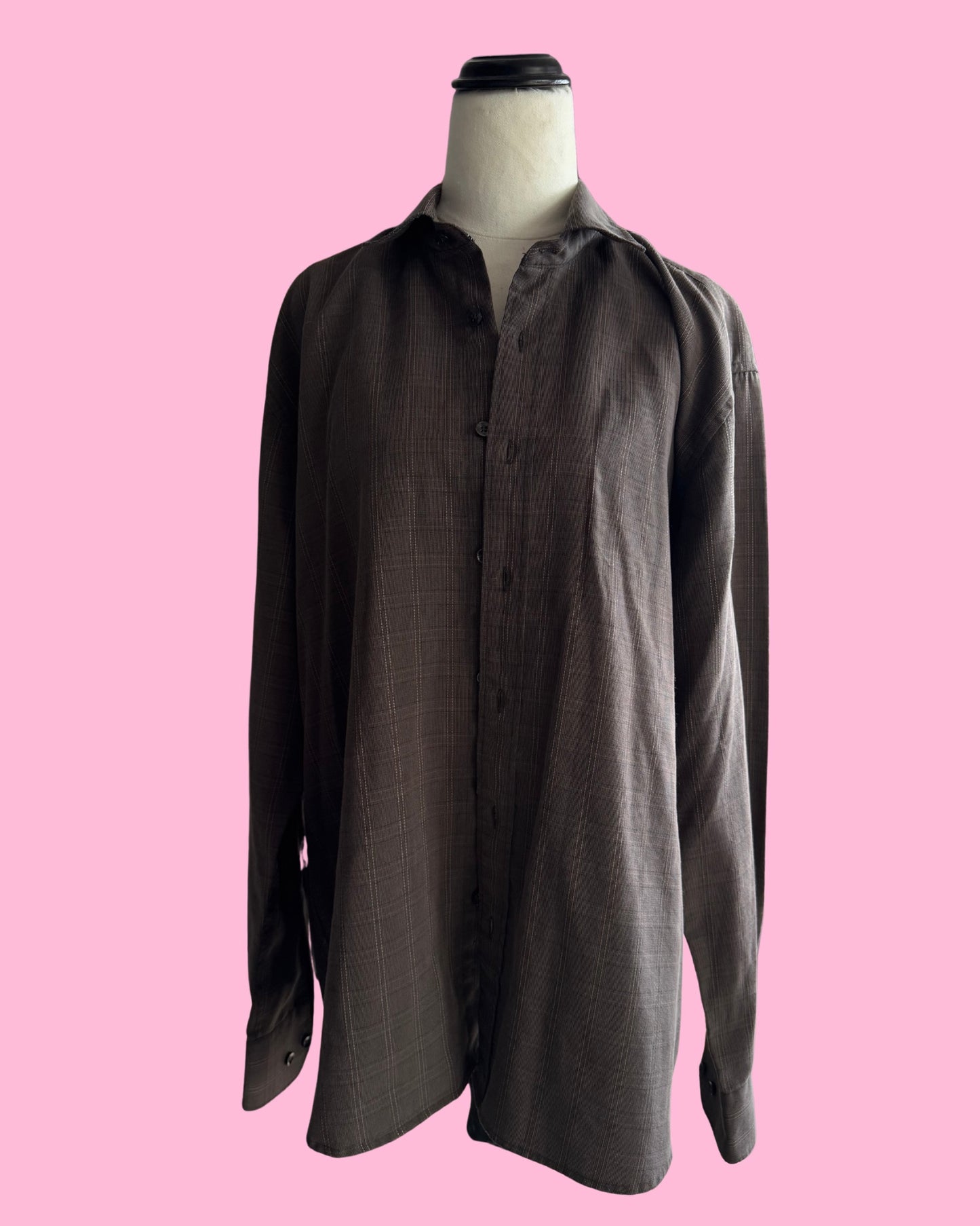 Brown & White Check Cotton Shirt | Support Live Music & Cowgirls | Men’s L