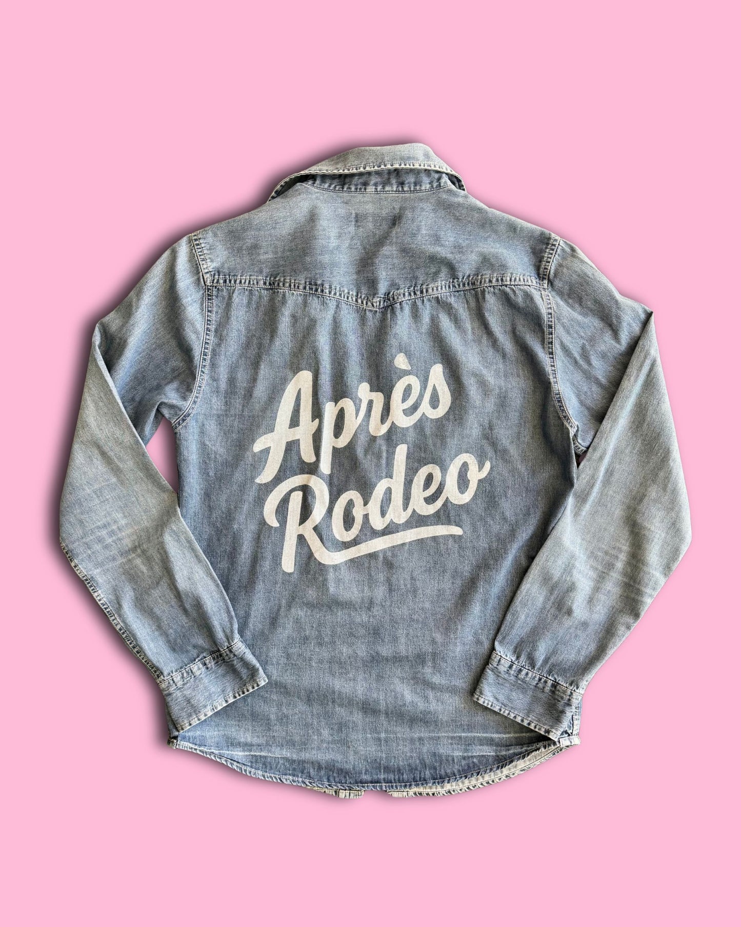 Upcycled "Après Rodeo" Pearl Snap Denim Shirt - Women’s S/M