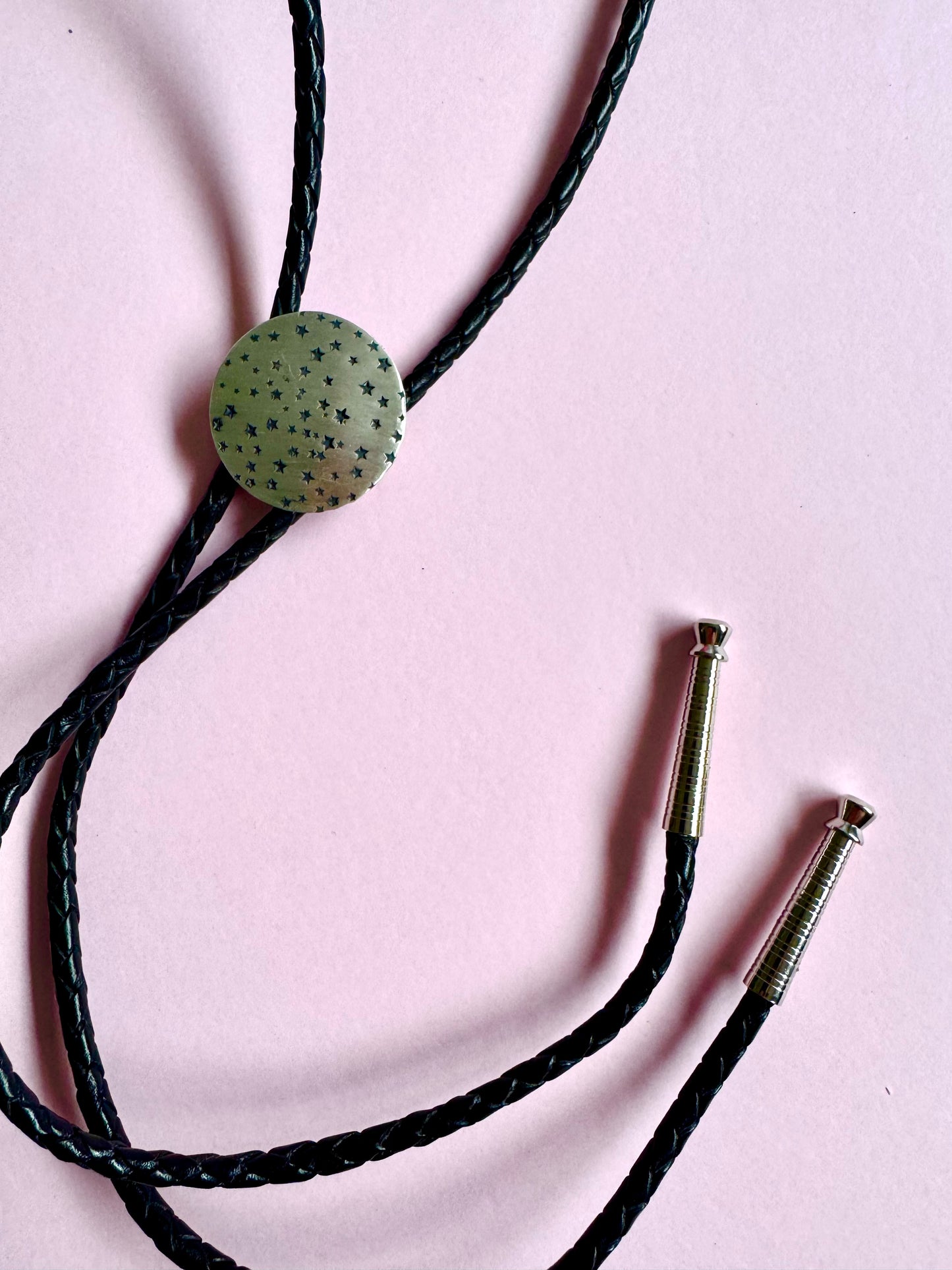 Sterling Silver Stamped Star Bolo Tie