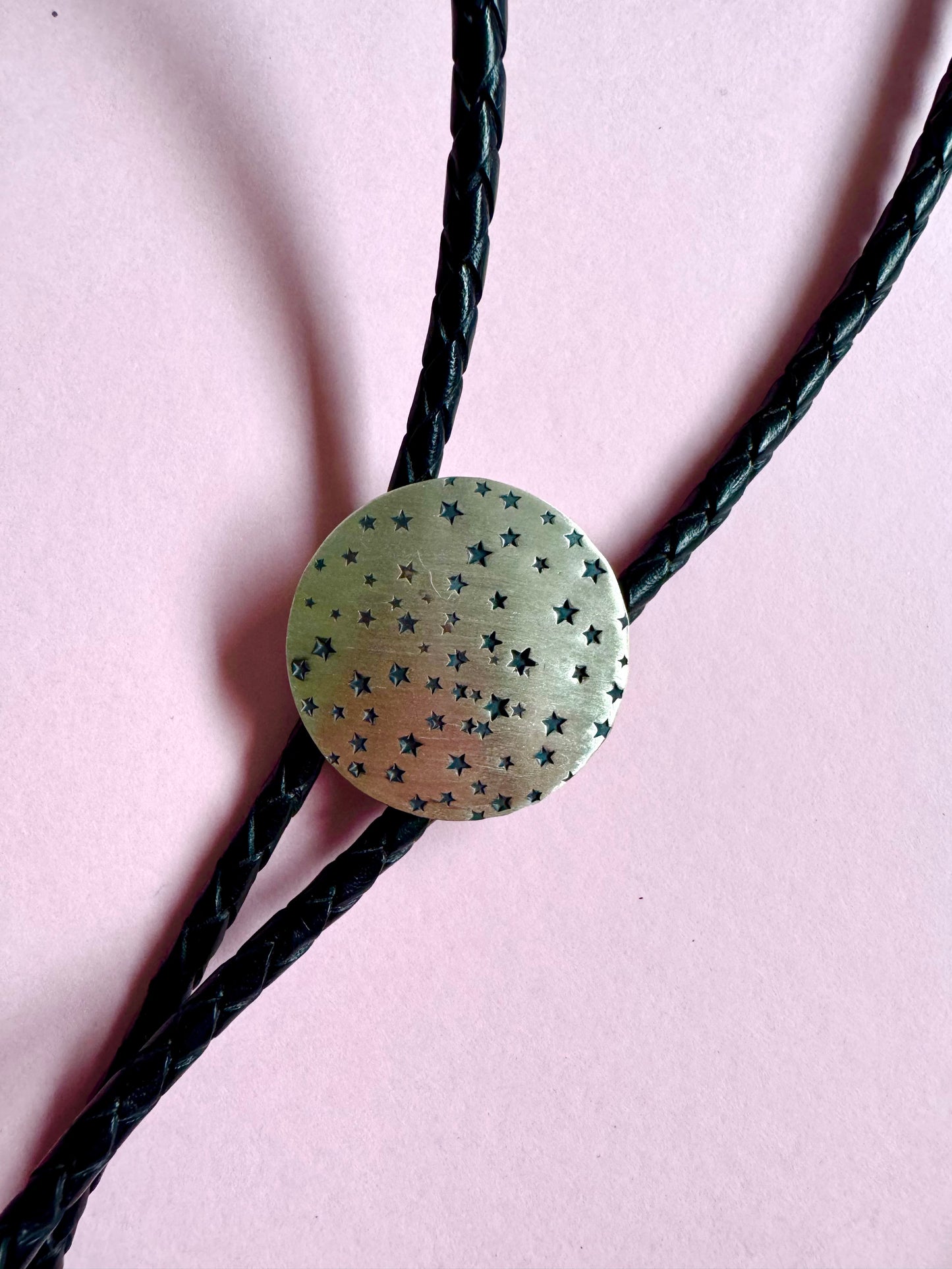 Sterling Silver Stamped Star Bolo Tie