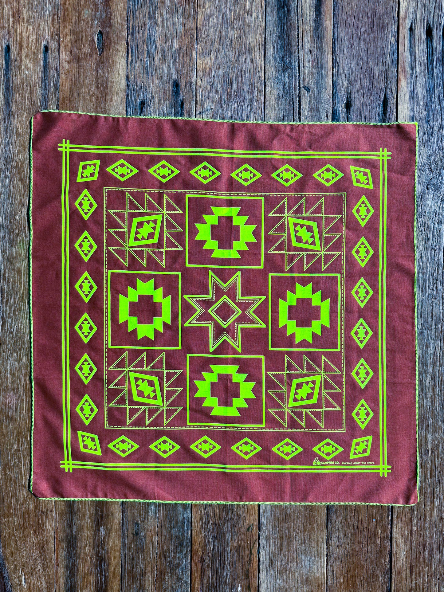 Brown and Neon Yellow Blanket Under the Stars Bandana