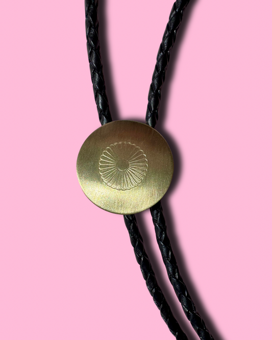 Brass Concho Bolo Tie – Classic Western Flower