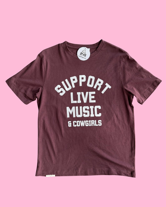 Support Live Music & Cowgirls - Vintage Tee - Burgundy M