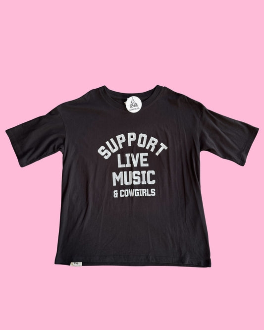 Support Live Music & Cowgirls - Vintage Tee - Black M/L