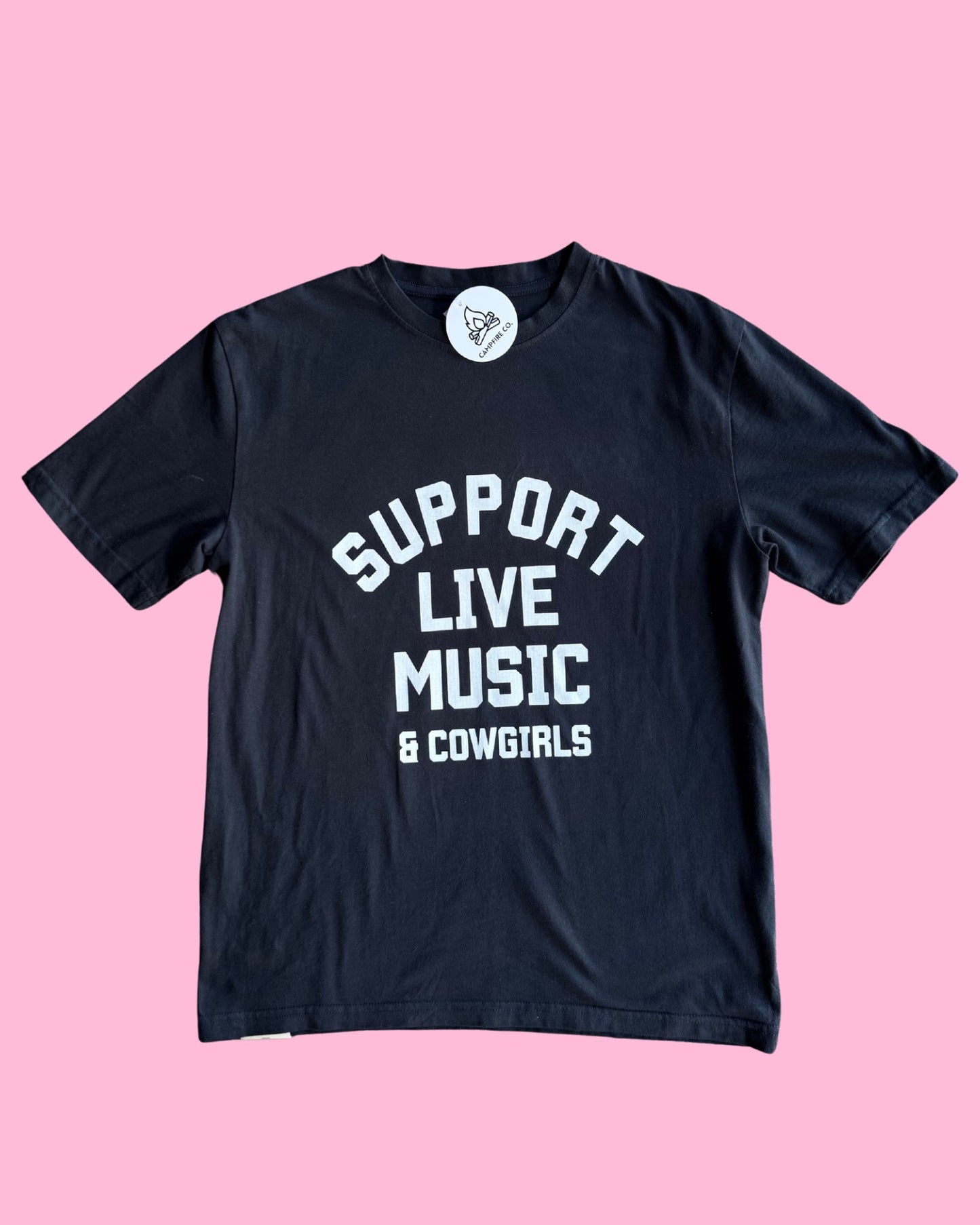 Support Live Music & Cowgirls - Vintage Tee - Black M