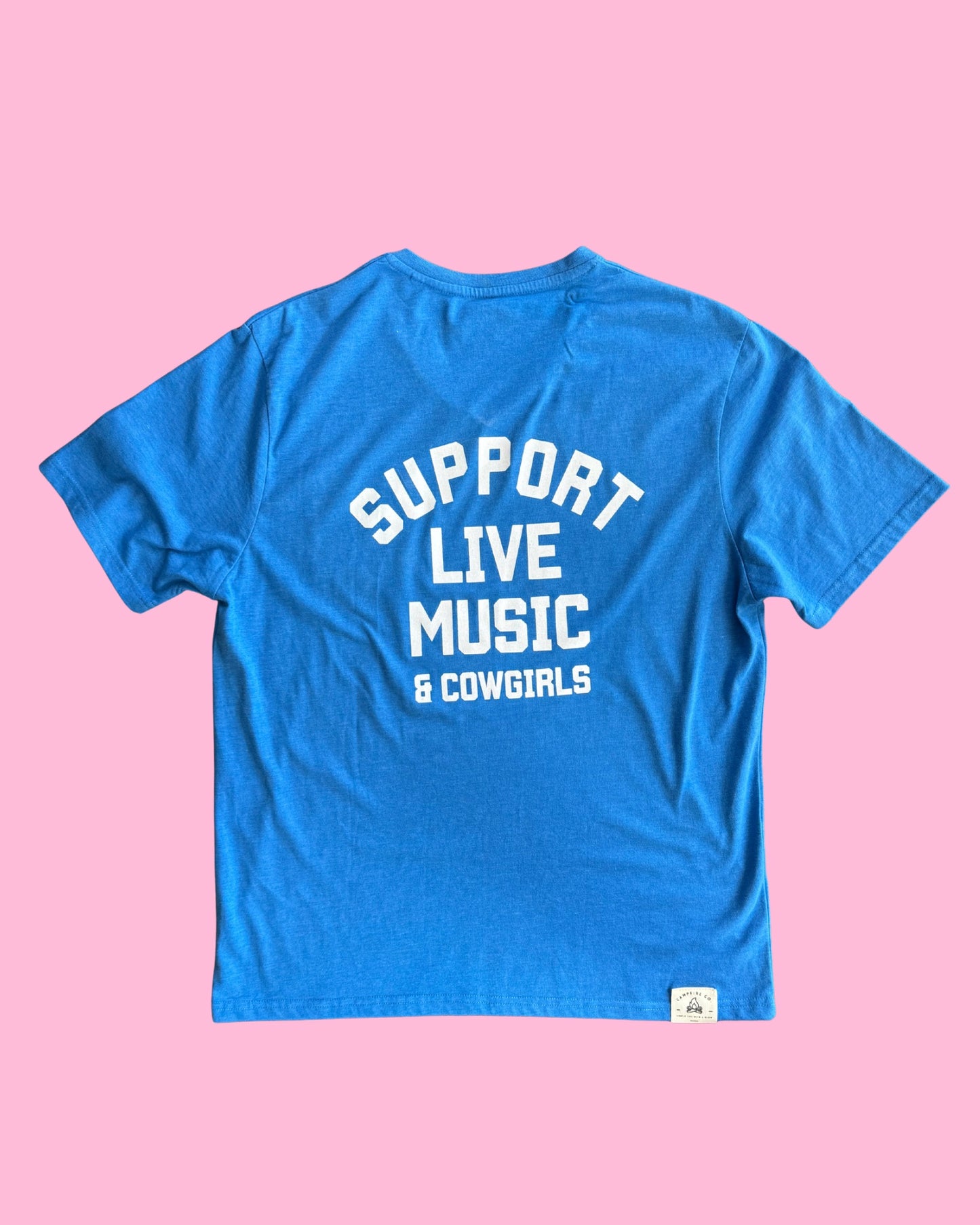 Support Live Music & Cowgirls - Vintage Tee - Blue L