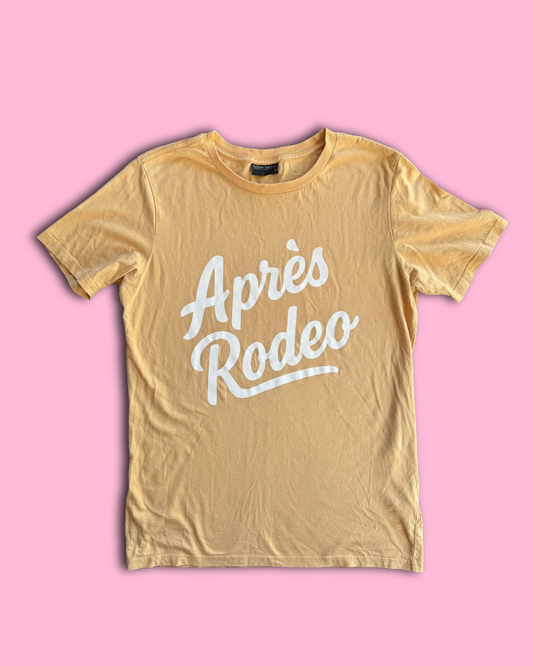 Upcycled "Après Rodeo" Graphic Tee — Mustard