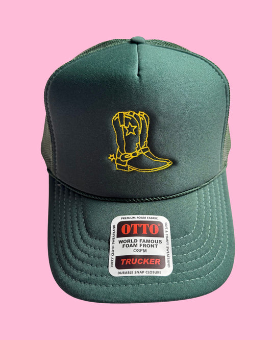 Cowboy boot trucker cap