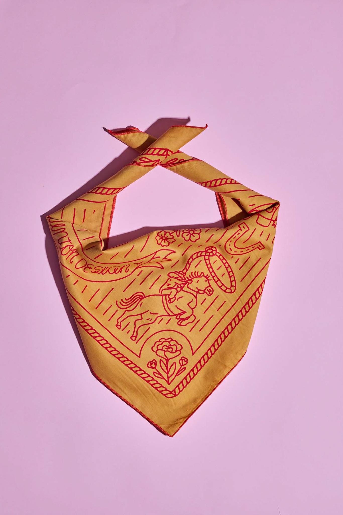 Gold and Red Vintage Cowgirl Bandana